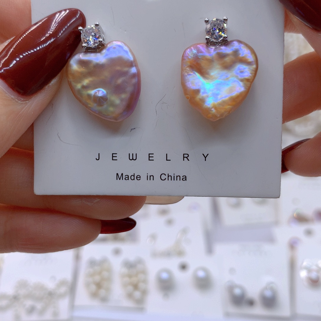 淡水珍珠耳饰银S925镶嵌