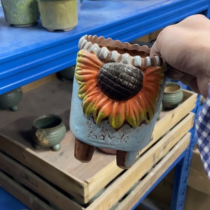 陶瓷花盆单场满9.9发9*13蓝