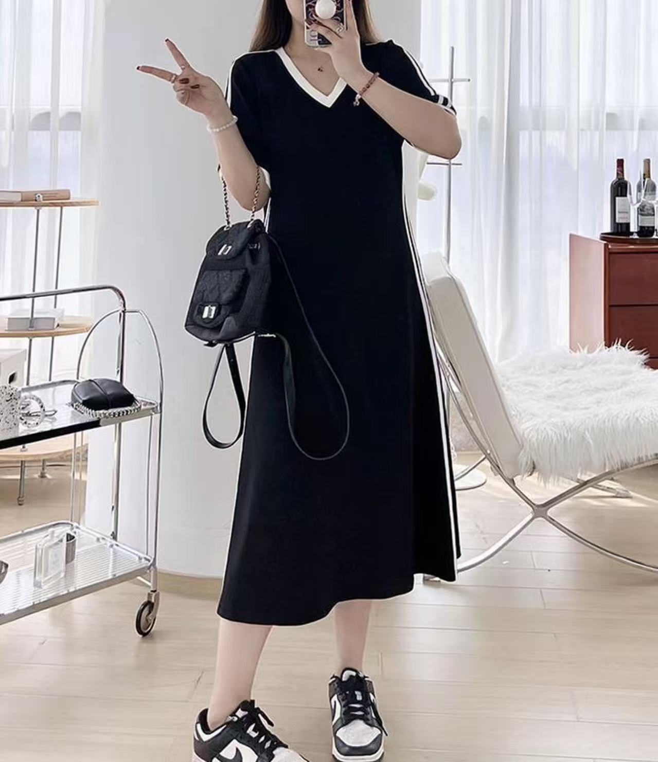 大码休闲连衣裙显瘦夏季