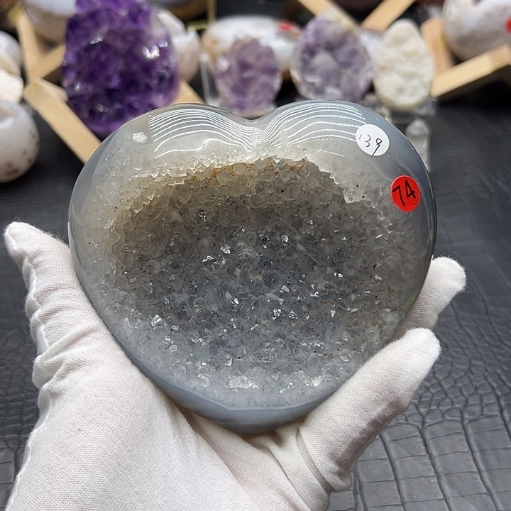 平***生水晶未镶嵌珠宝半成品爱心74