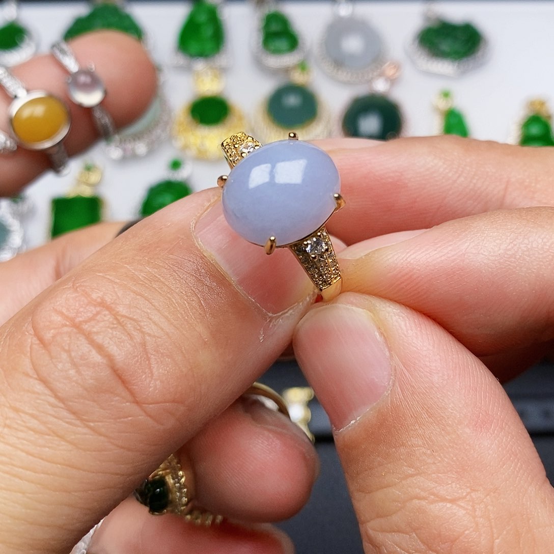 翡翠戒指银S925镶嵌戒指