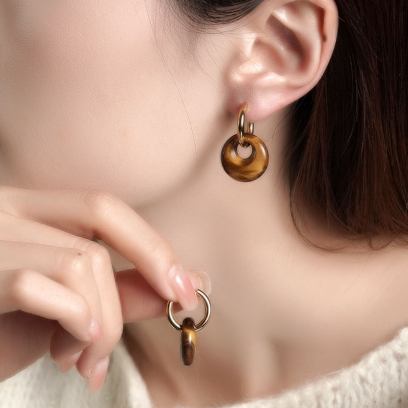 【珊木居】QT831JY 金虎眼石5*18耳饰一对