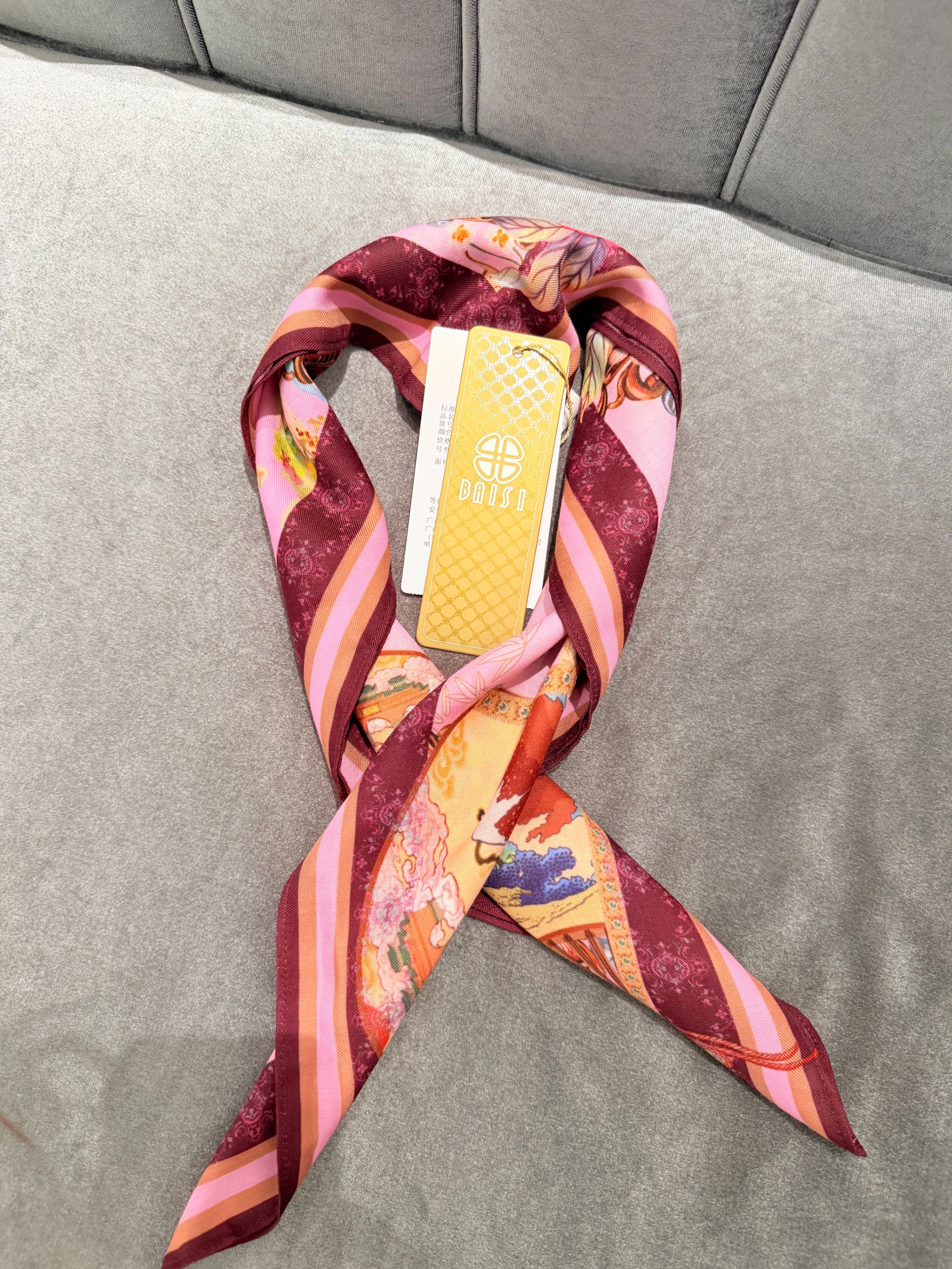 BAISI/百丝AAEE512227R6红花围巾印花复古时尚百搭休闲