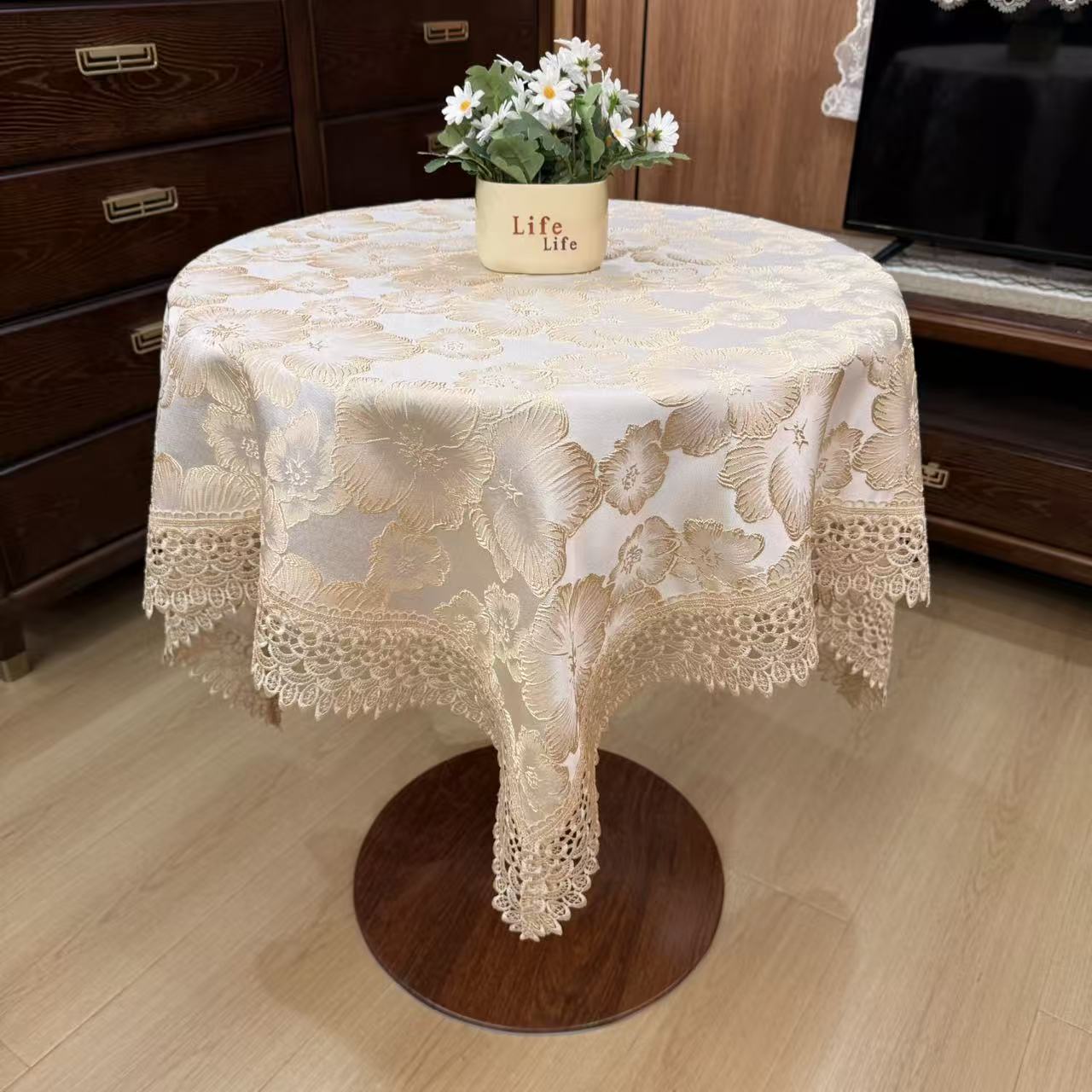 Y44 浮雕大花香槟 (60X160cm）冰箱盖巾，洗衣机盖巾，沙发盖巾