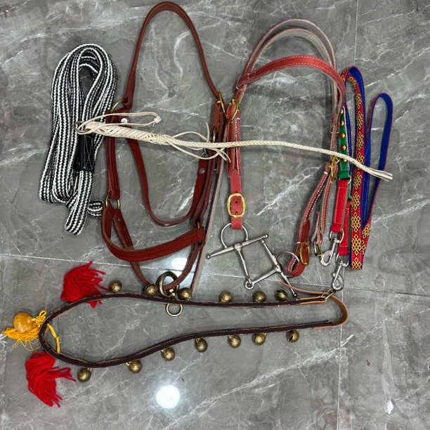 加厚可调节牛皮水勒口衔可拆卸马具用品