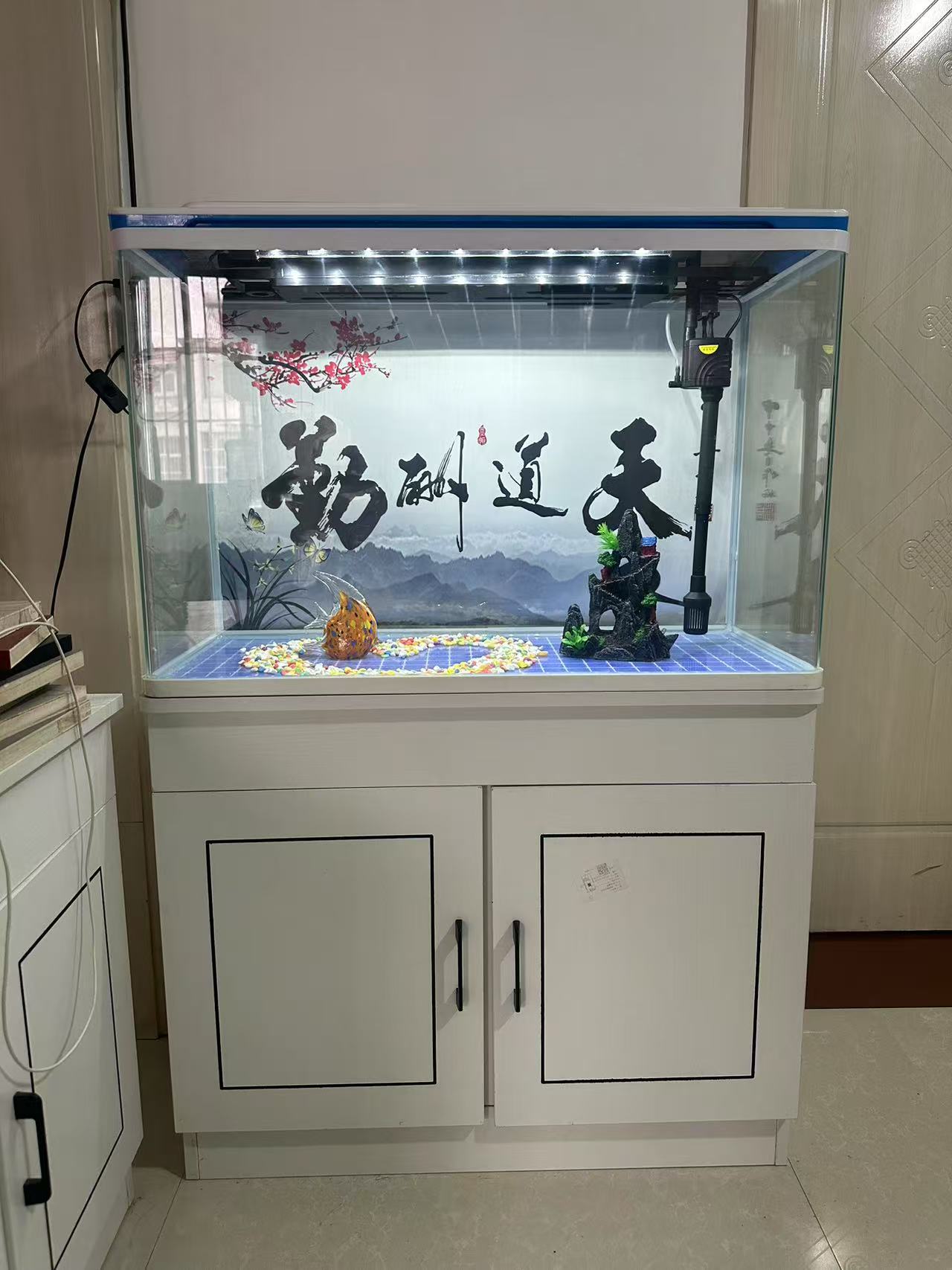 610-超白，圆角节能过滤小型时尚生态办公室懒人鱼缸鱼缸客厅家用