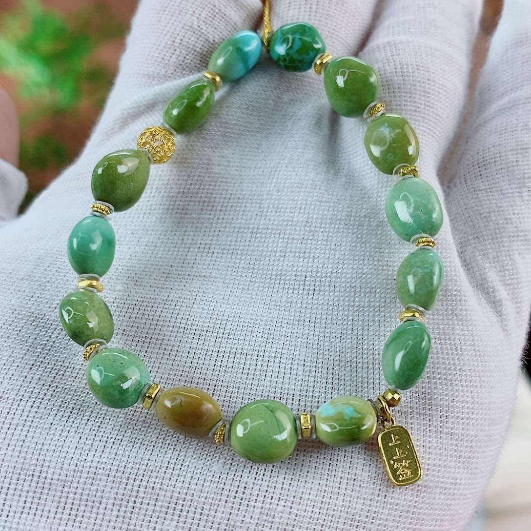 绿松石珠宝奇石18K金镶嵌