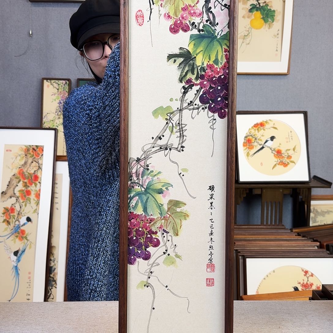 国画手绘带框尺寸：20*70