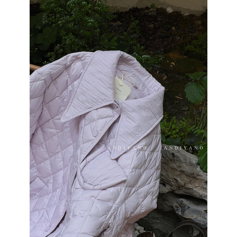 ANSHUYU原创设计小香风轻薄短款衬衣领羽绒服时尚外套2325