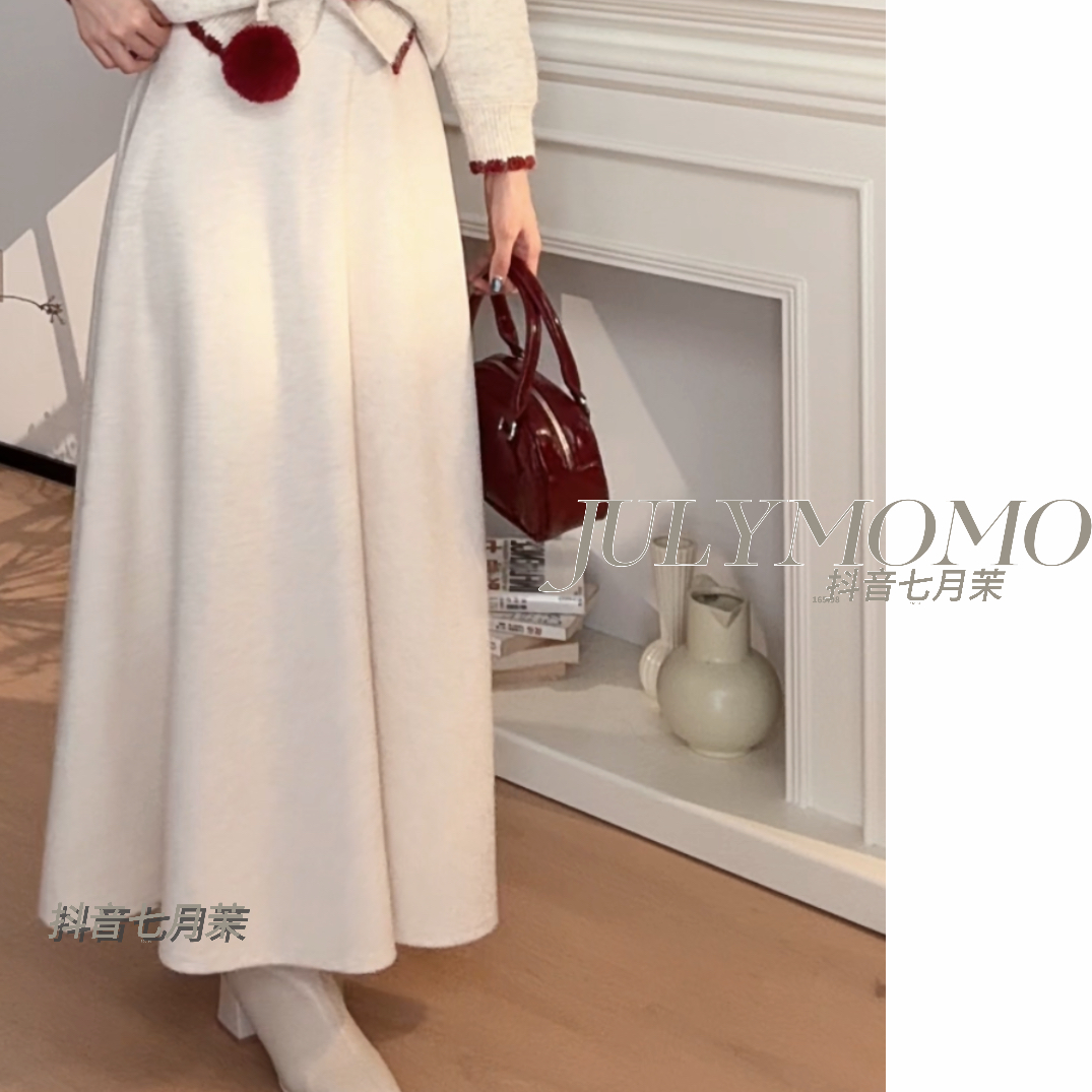 秋冬款半身裙【两个裙长+羊毛醋酸】女显瘦黑色气质法式A字长裙子