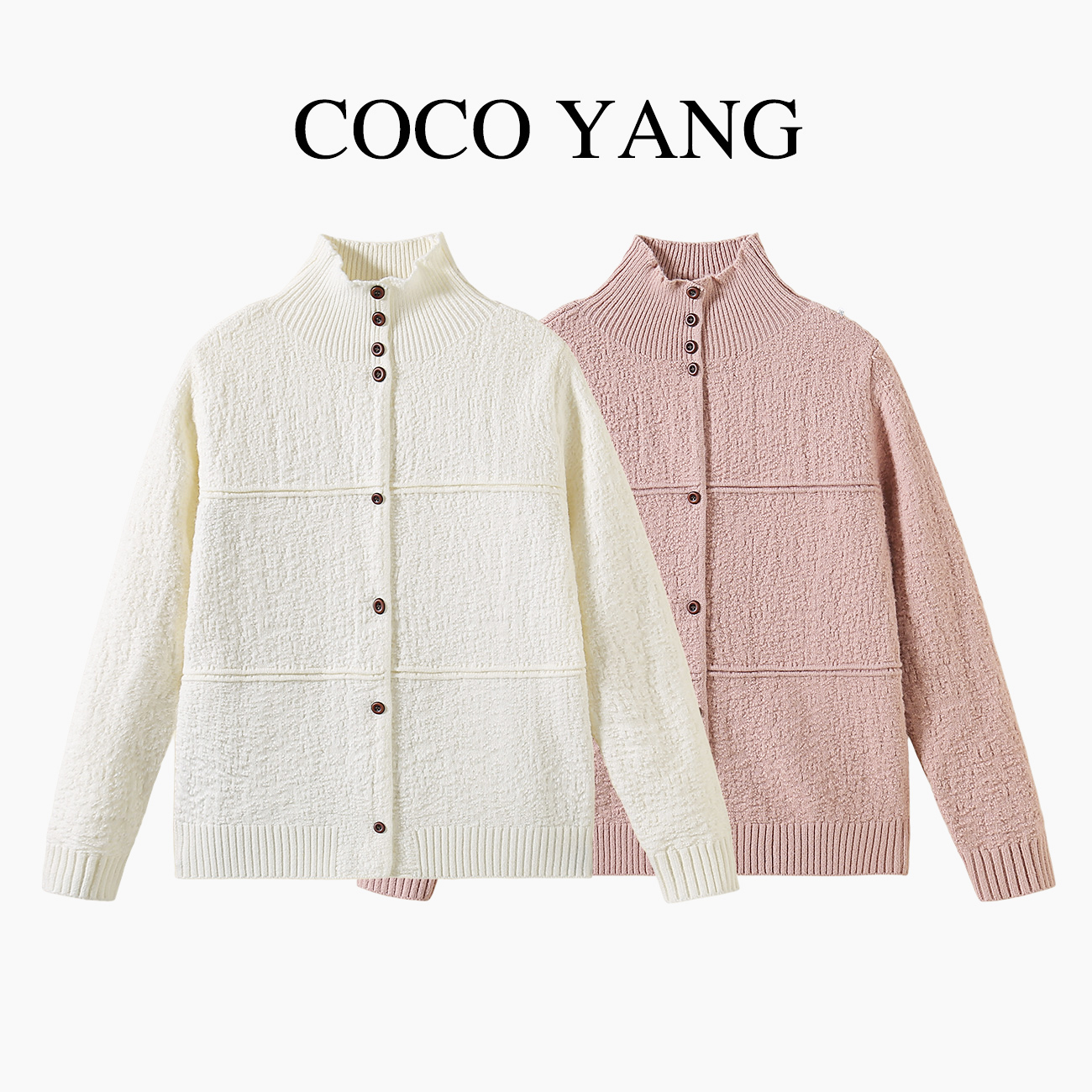 秋冬季新款女大童复古立领毛衣软糯舒适百搭宽松针织开衫-SW567