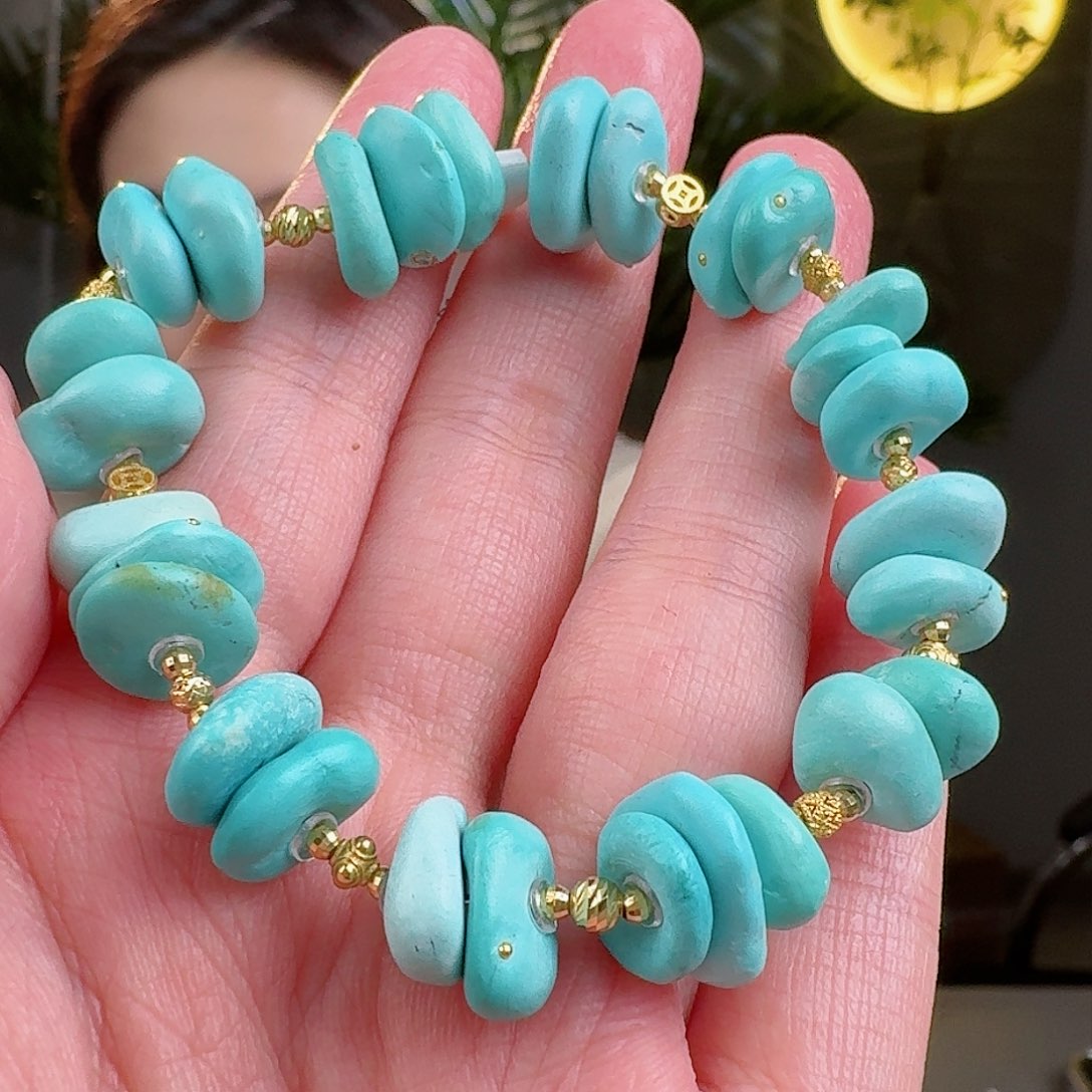 绿松石珠宝奇石18K金镶嵌