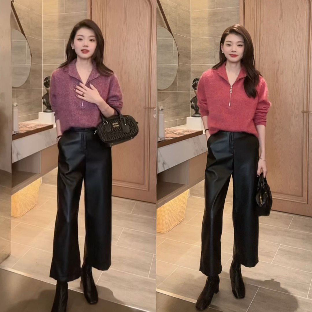 【云柔絮语】秋冬气质绵羊毛加羊绒时尚立领拉链设计款式针织衫毛衣