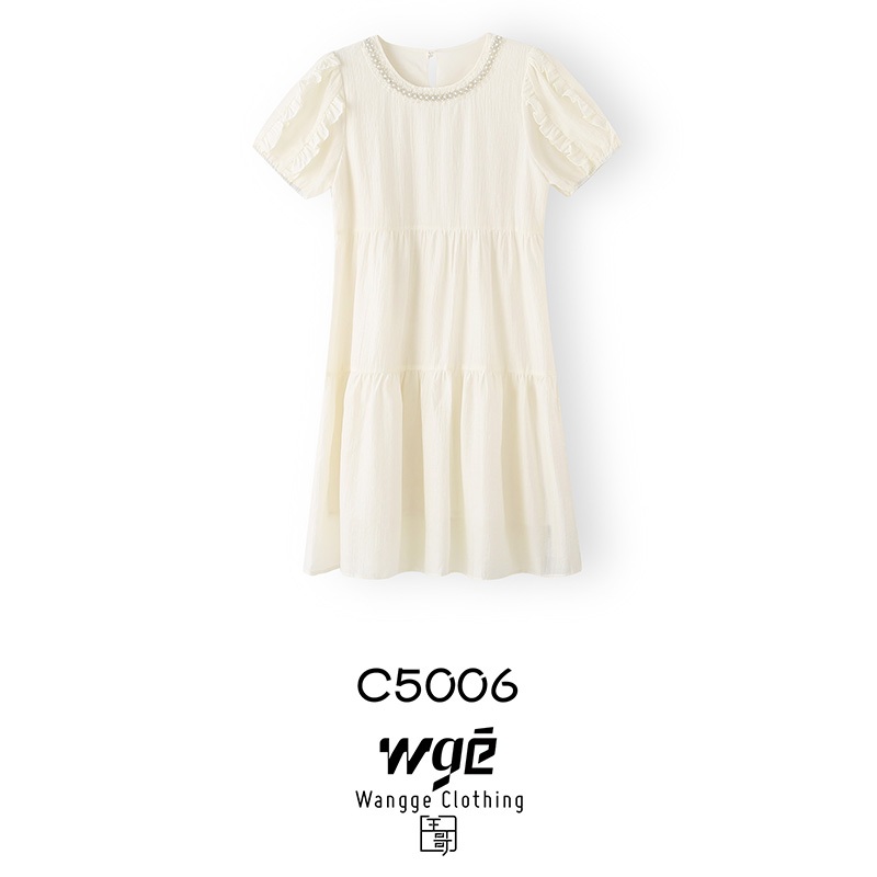 【艾丽莎定制】2025新款法式显瘦圆领连衣裙C-5006