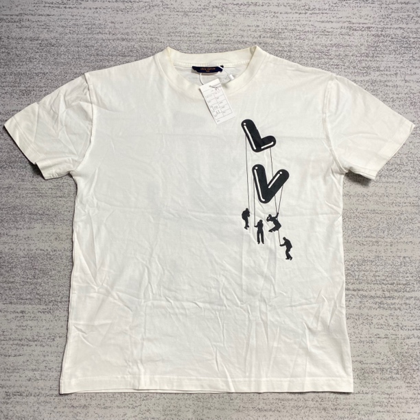 99新 LouisVuitton/路易威登 lv 白色伞兵前后logo短袖 M 