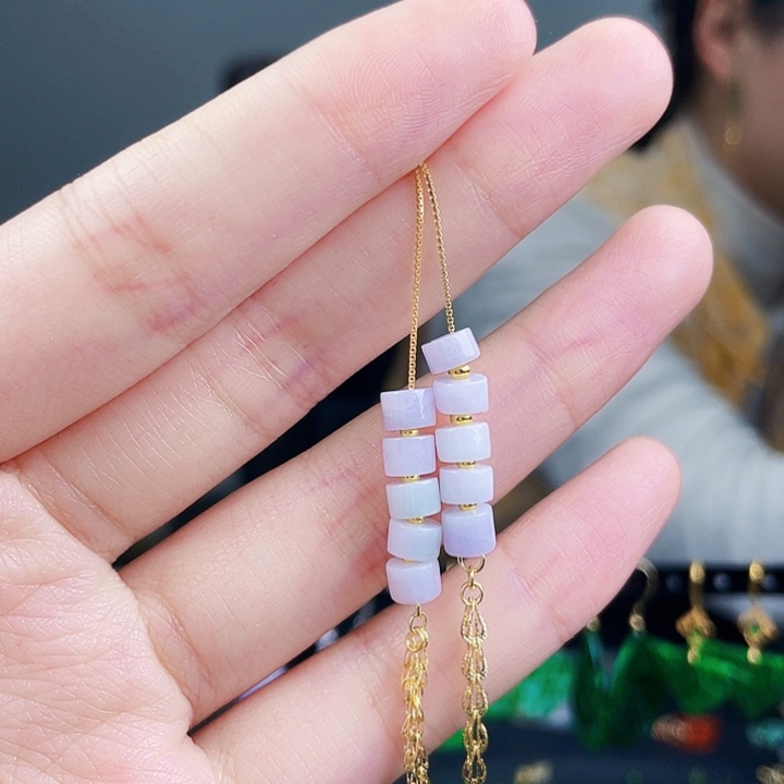 翡翠耳饰银S925镶嵌饰品