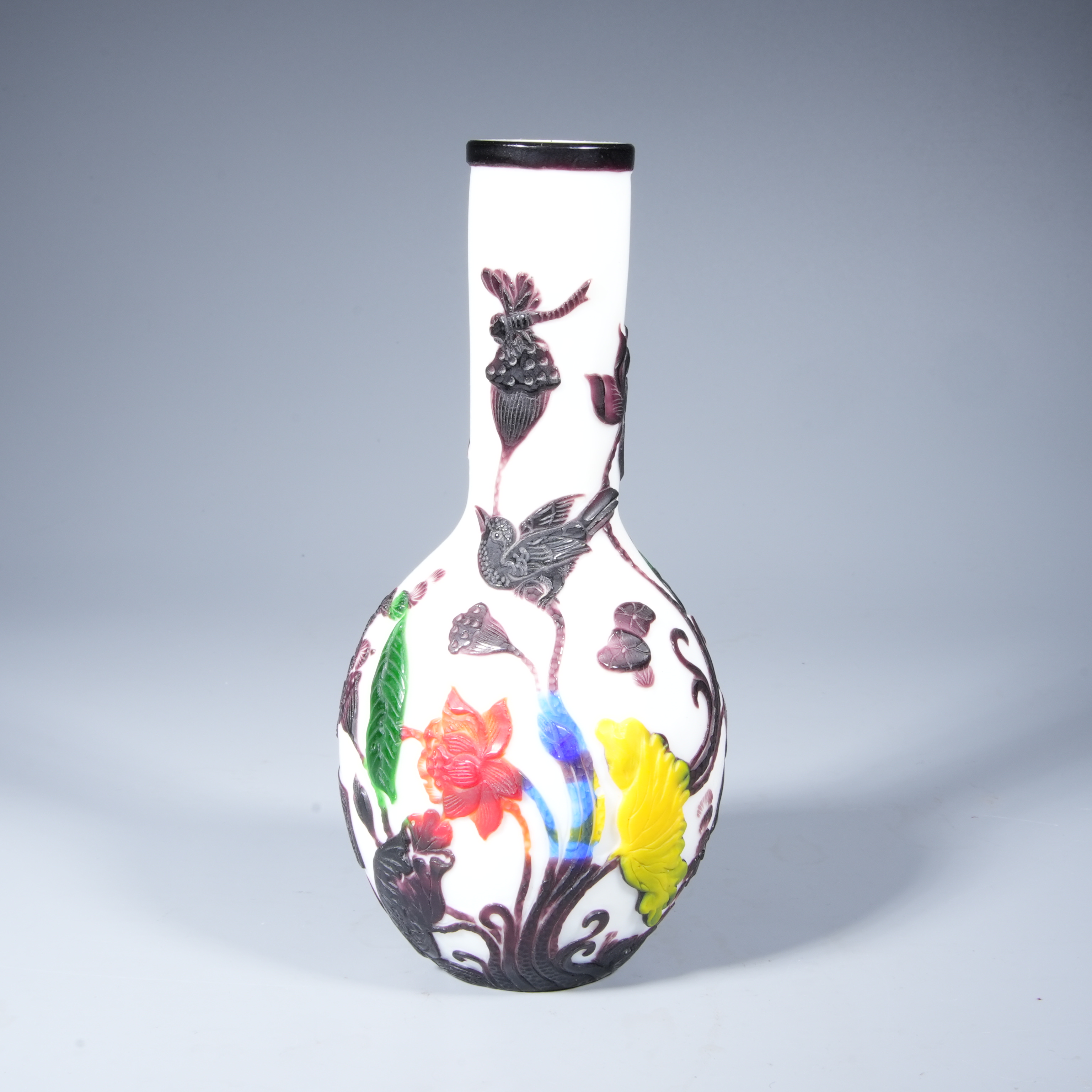 Tgz29 清代 料器花鸟纹瓶