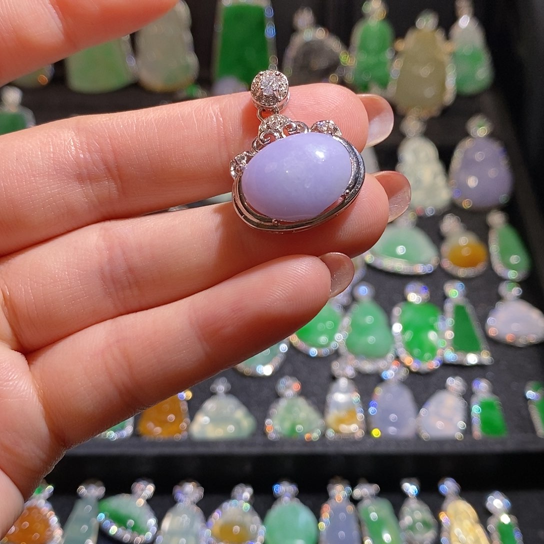 颈饰银S925镶嵌翡翠天然翡翠