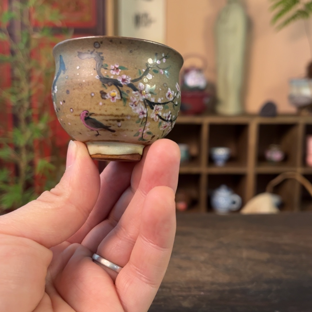 杯柴烧手工手绘陶瓷
