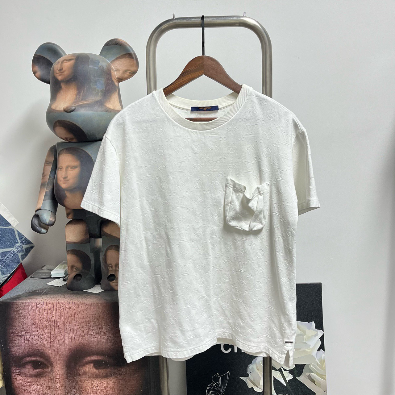 99新 LouisVuitton/路易威登 白色口袋满印短袖尺码M衣长64胸围53