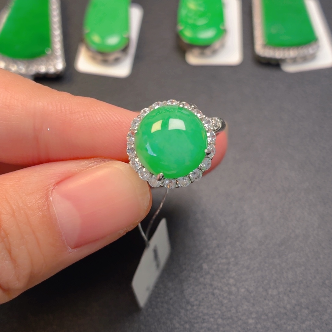 翡翠银S925镶嵌吊坠(不含链)戒指