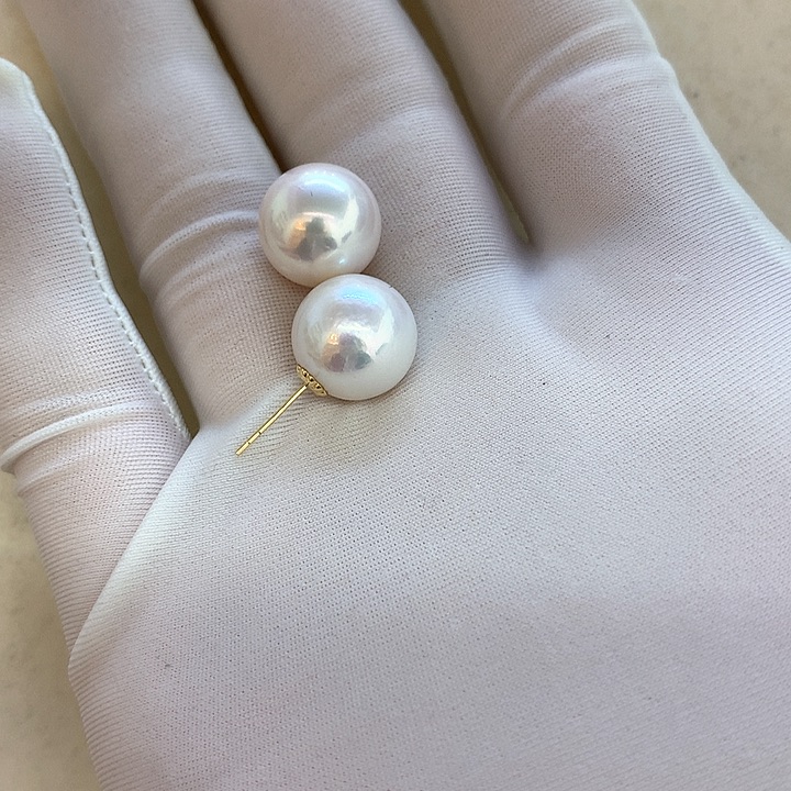 淡水珍珠耳饰18K金镶嵌定制1213