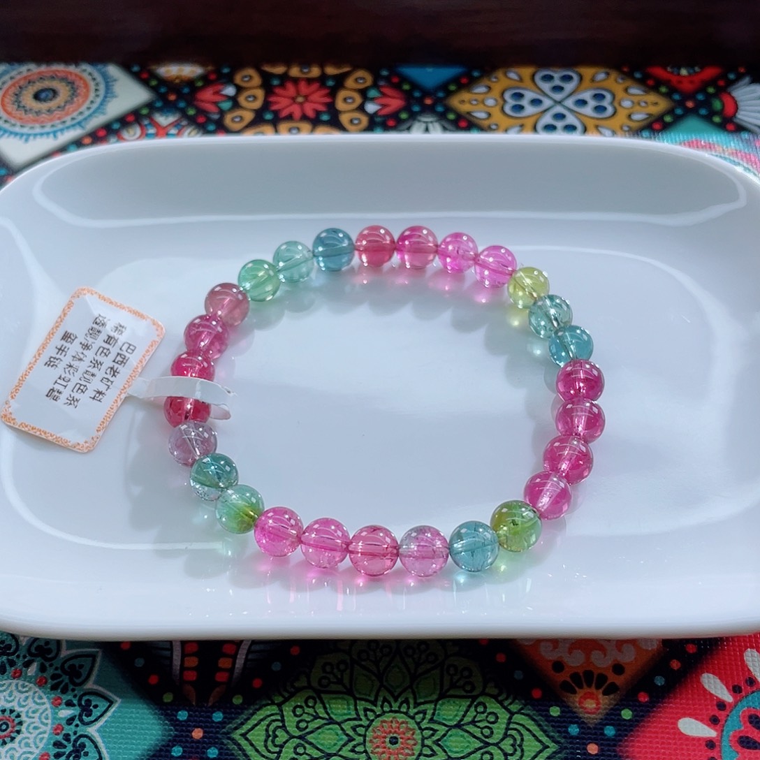 碧玺手链未镶嵌6.8mm左右