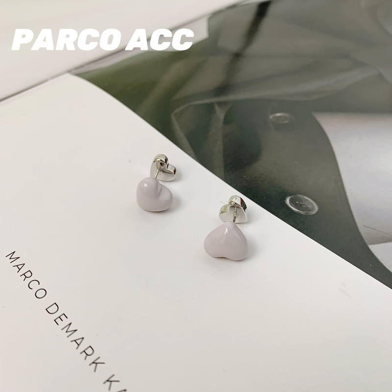 铜合金珐琅耳饰 TC516 奶油紫色爱心耳钉