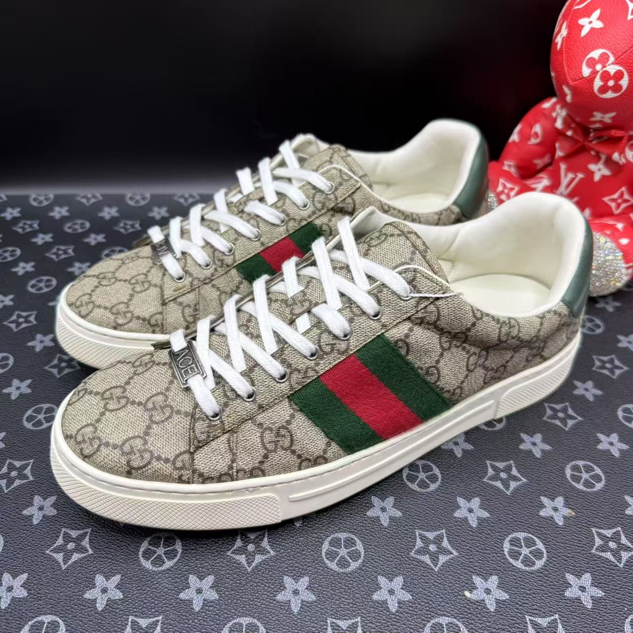 95新 GUCCI/古驰 男士棕老花满印ACE板鞋43欧码 ddm2744