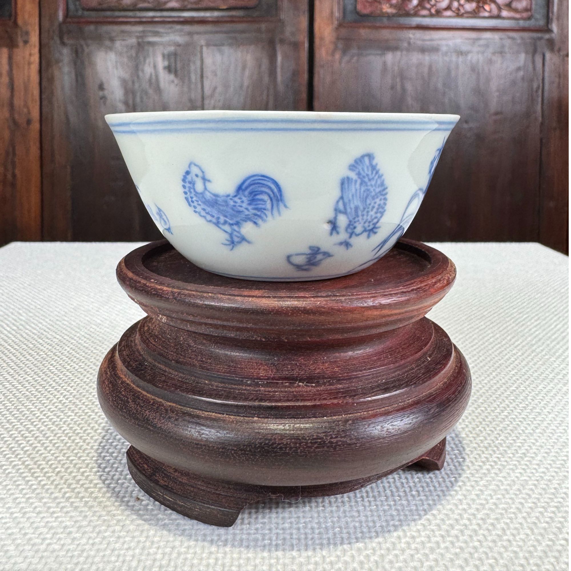 青花鸡缸杯 品相器身修复