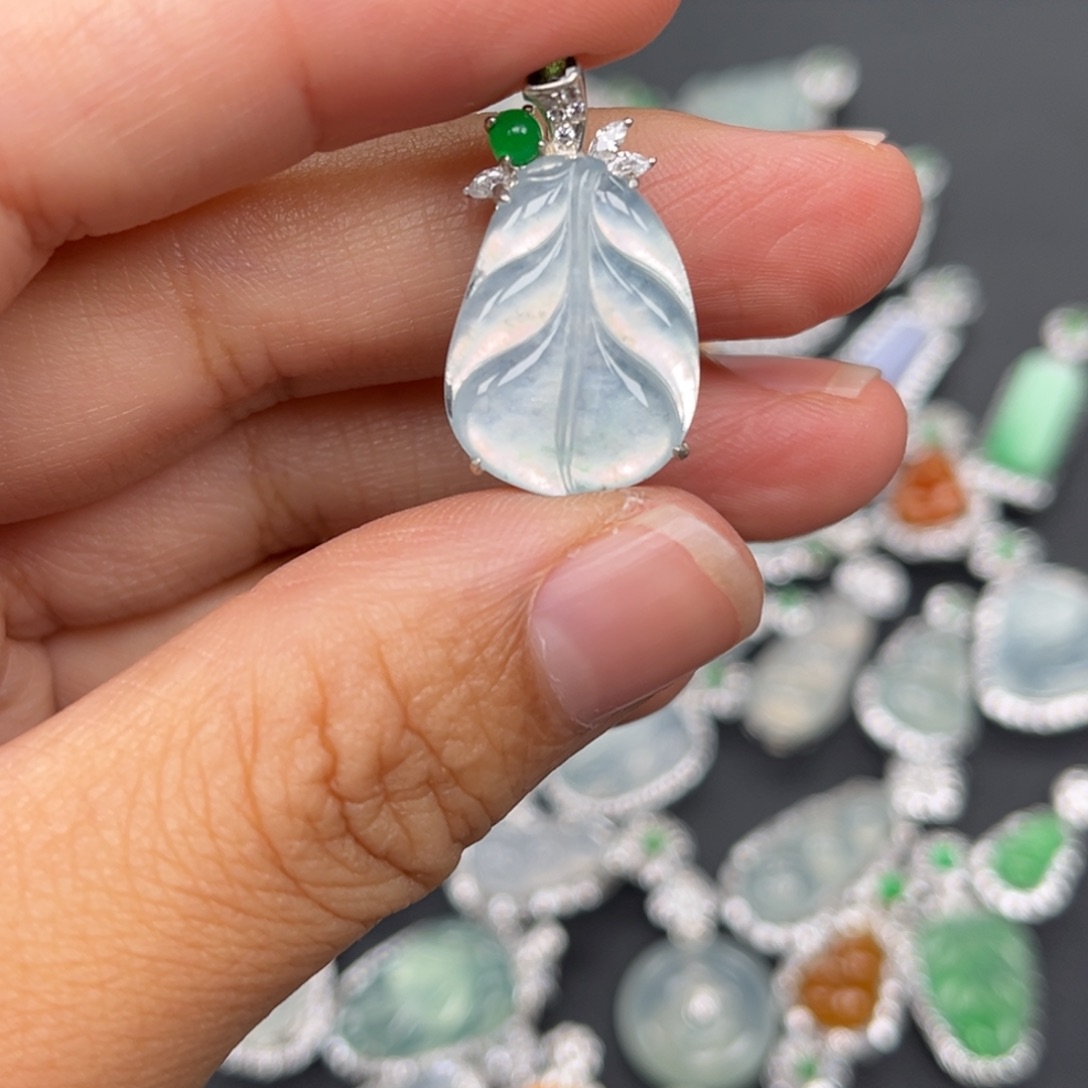 翡翠银S925镶嵌吊坠(不含链)
