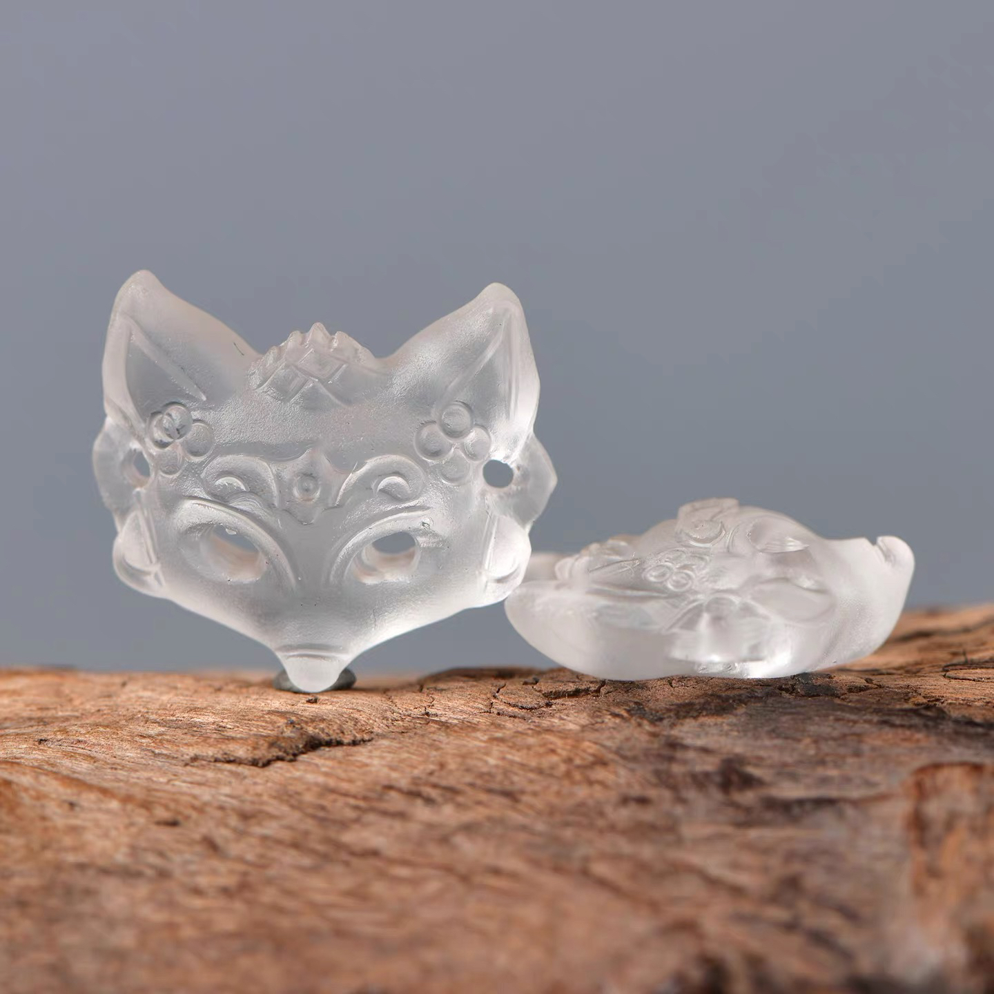 52305天然水晶精工雕刻面具狐狸凤九diy多样性发一