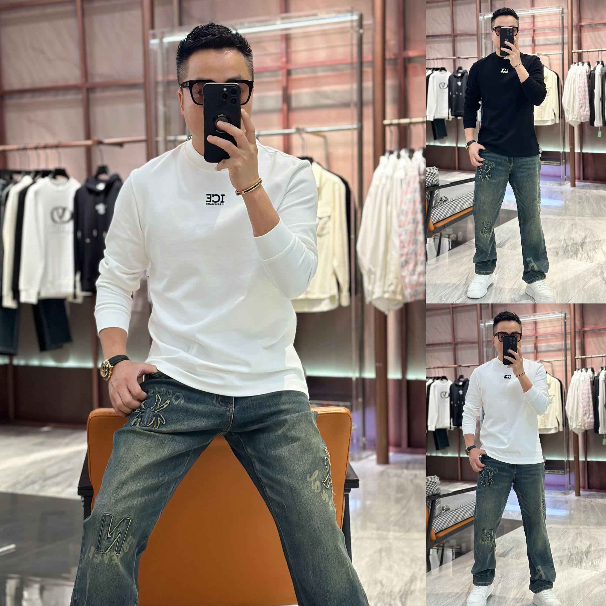 《发现者fxz》2025新款“基础百搭”美式高街微阔棉长男士T恤256310