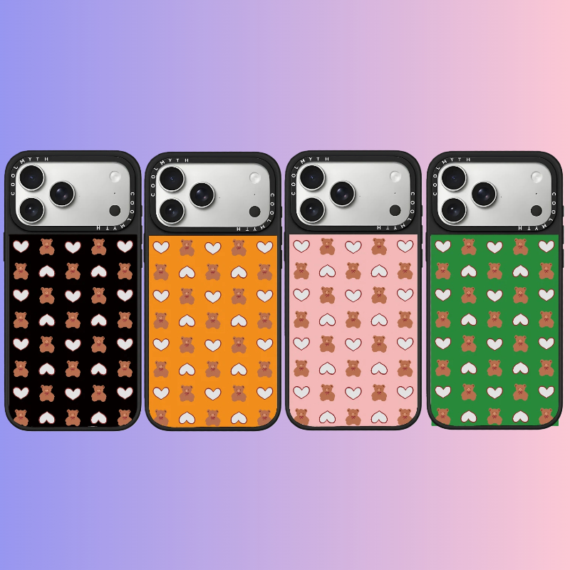 【爱心小熊镜面】适用于苹果iPhone17/16ProMax磁吸个性防摔手机壳