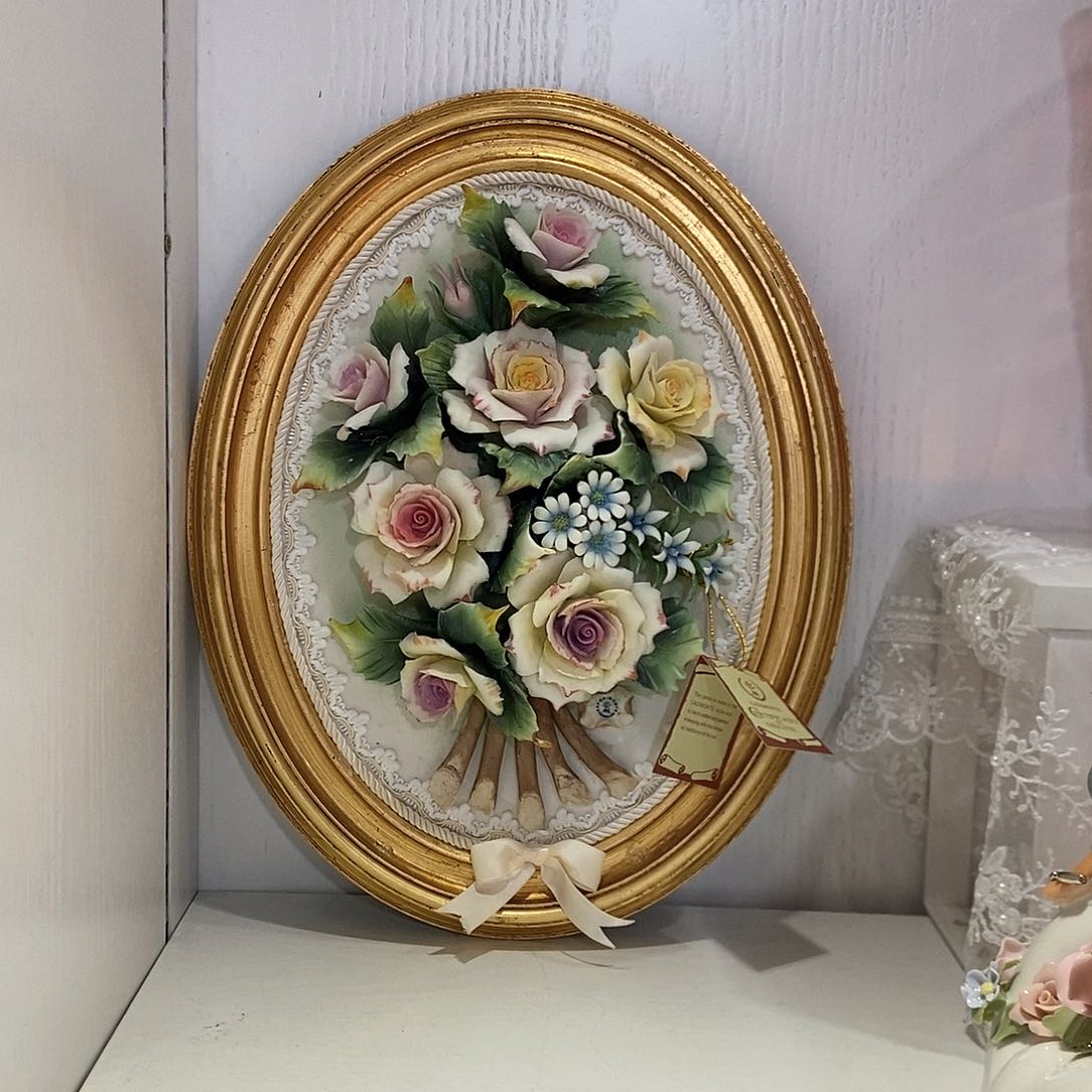 摆件意大利陶瓷花挂画赏盘