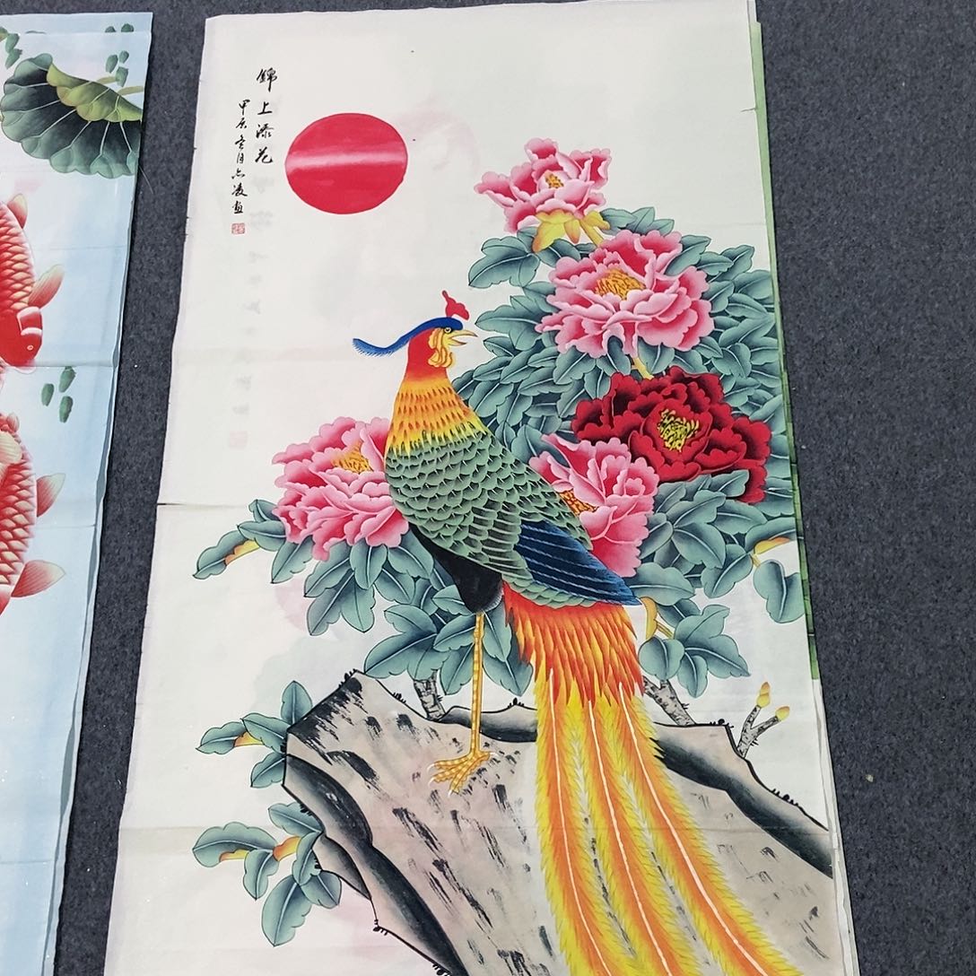 国画四尺工笔花鸟一副