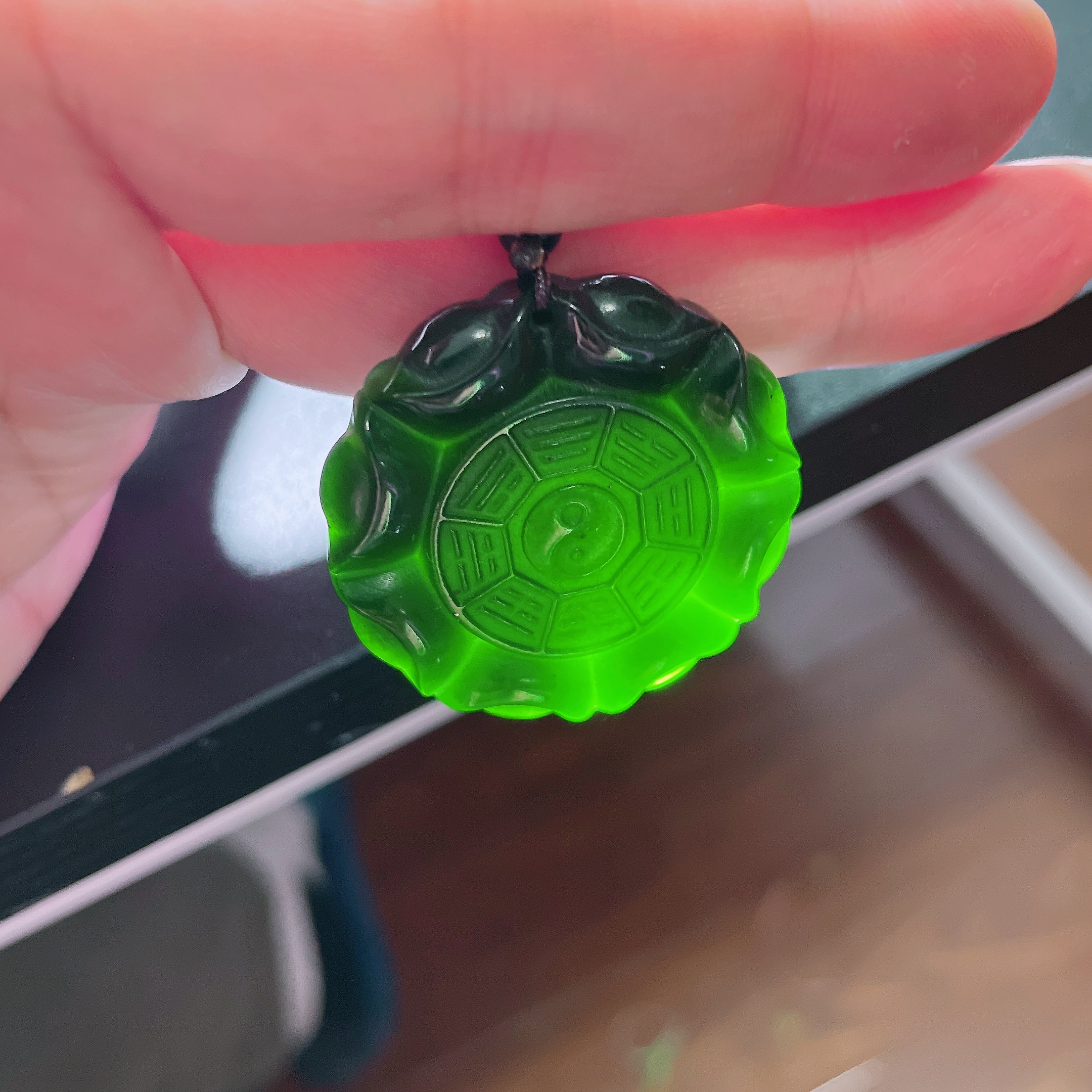 天然A货岫玉 八卦挂件1458