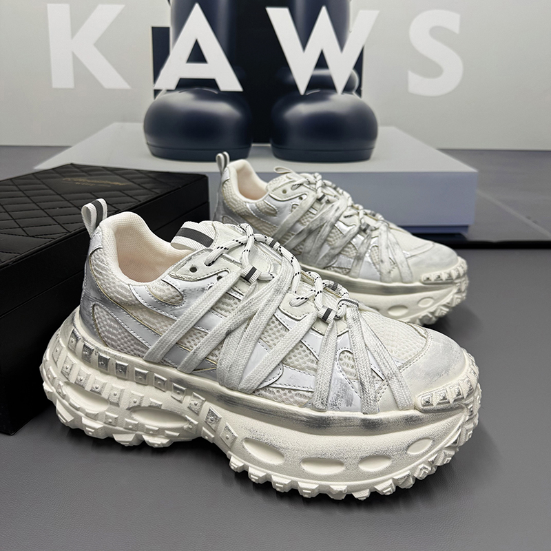 夏季男士新款休闲老爹鞋46特大码简约男鞋47复古做旧网面透气鞋48