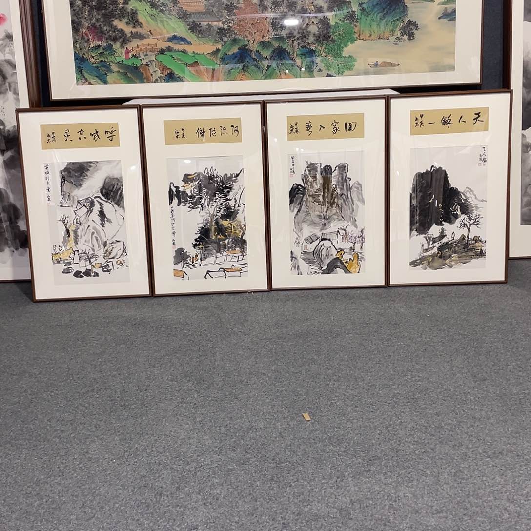 国画手绘画作品带框发货
