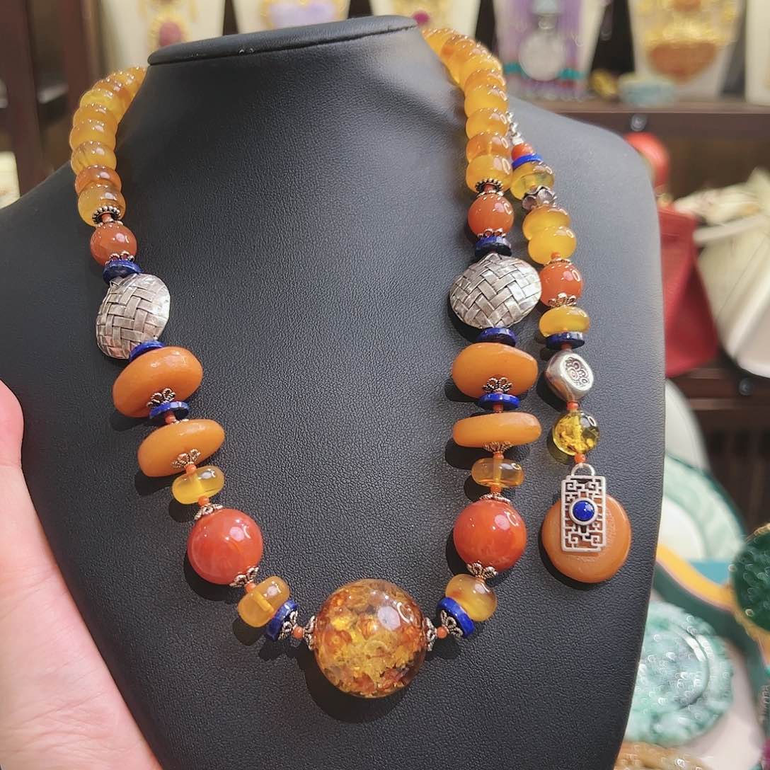 琥珀项链未镶嵌项链