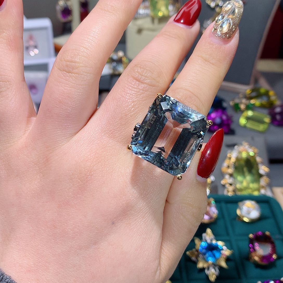 托帕石戒指银S925镶嵌戒指