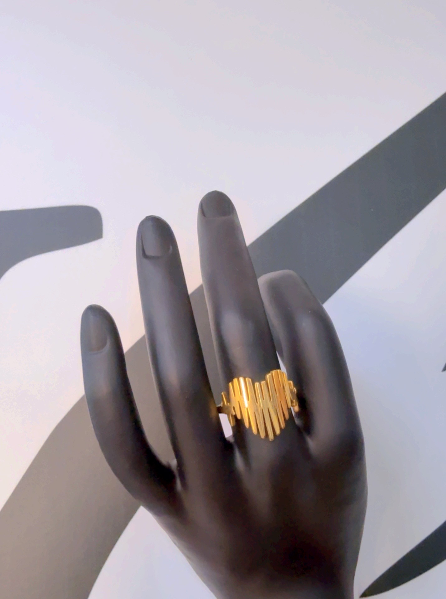 钛钢戒指 D&K钛钢金色手工轻奢小众心率戒指简约饰品时尚首饰指环