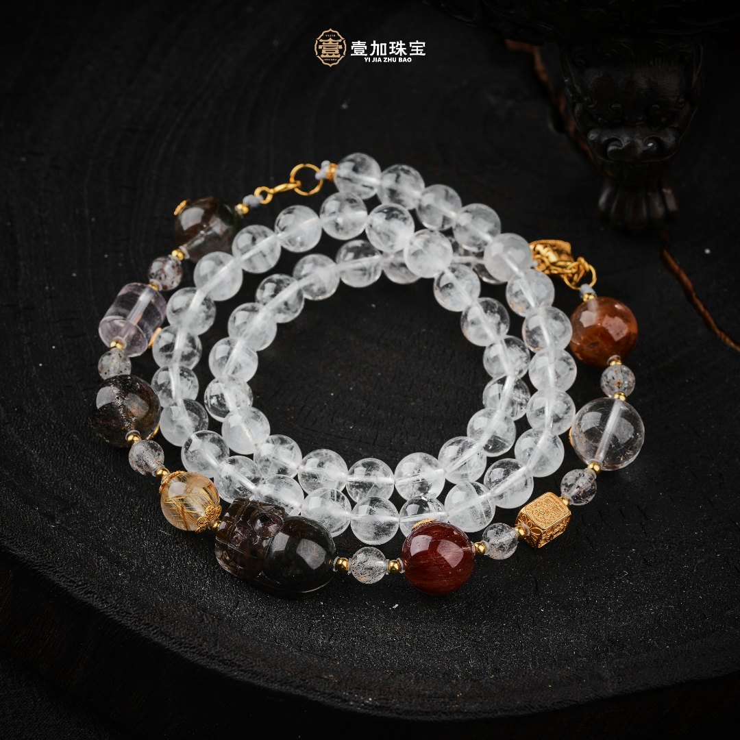 壹加田田/手工设计蓝针黑羽px水晶项链多样性发货发一#0320T