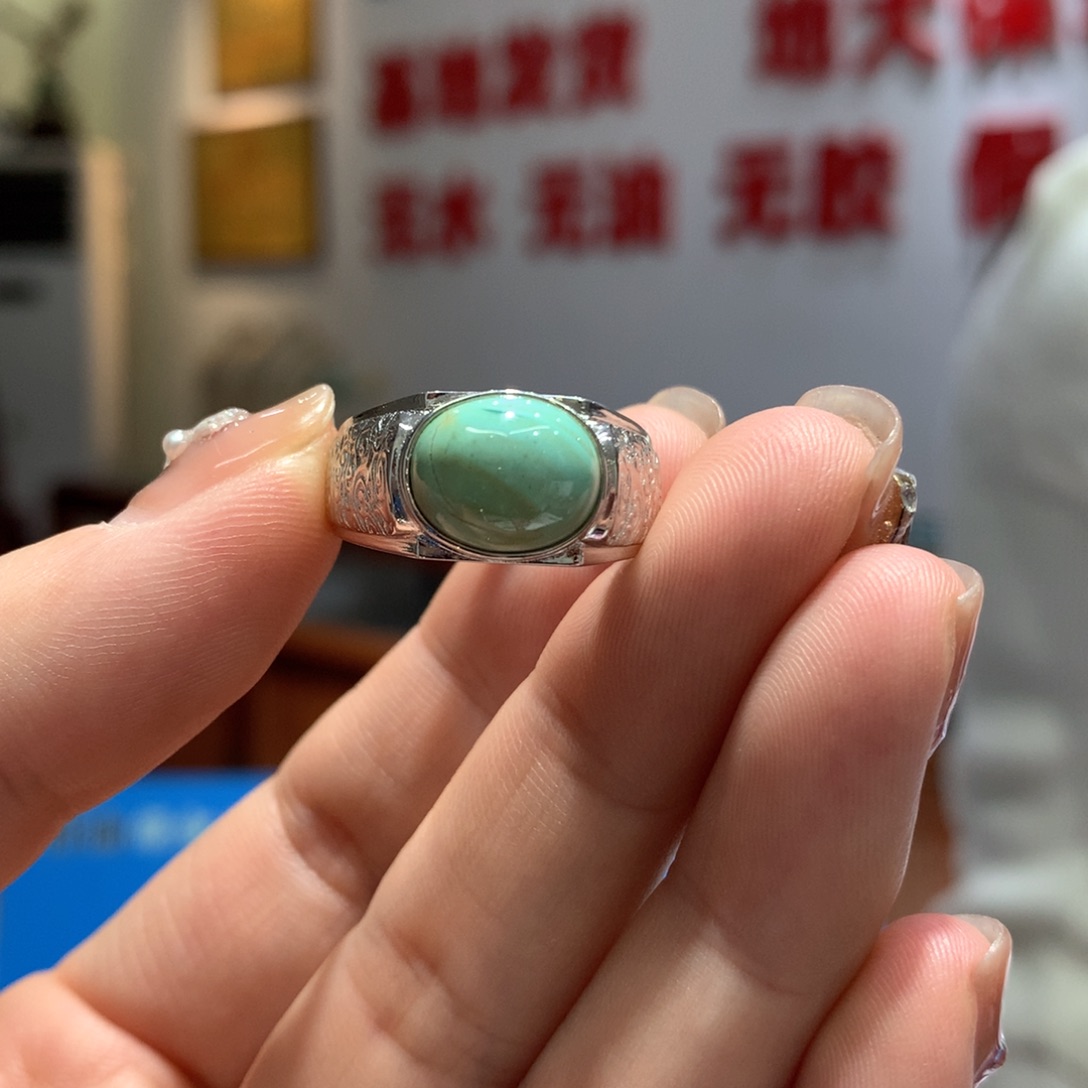 绿松石戒指银S925镶嵌
