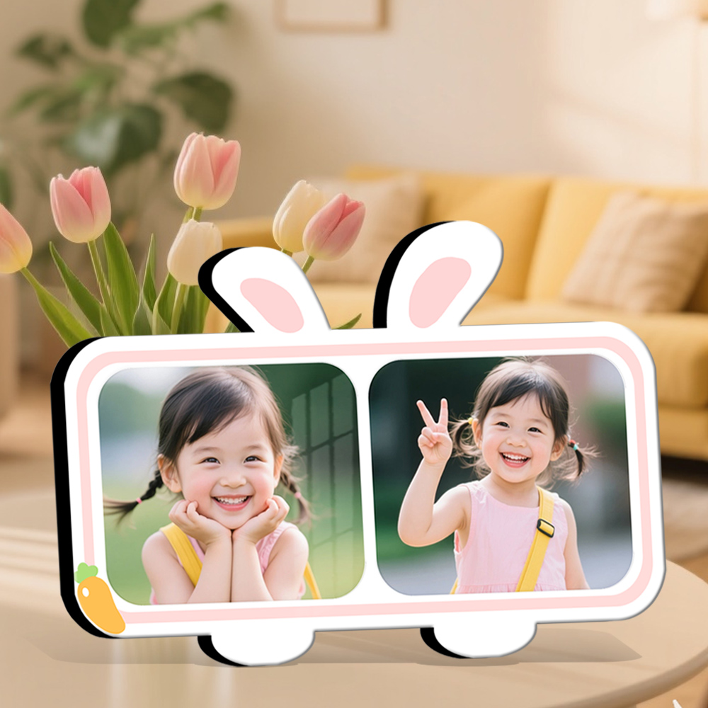 照片定制相框摆台照片摆件兔子两宫格相框摆台装饰女生生日礼物