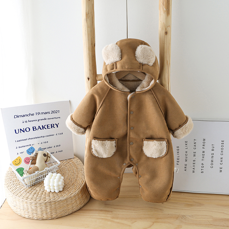 秋冬婴幼儿冬款连体衣宝宝加绒加厚保暖哈衣爬服新生儿秋冬款衣服