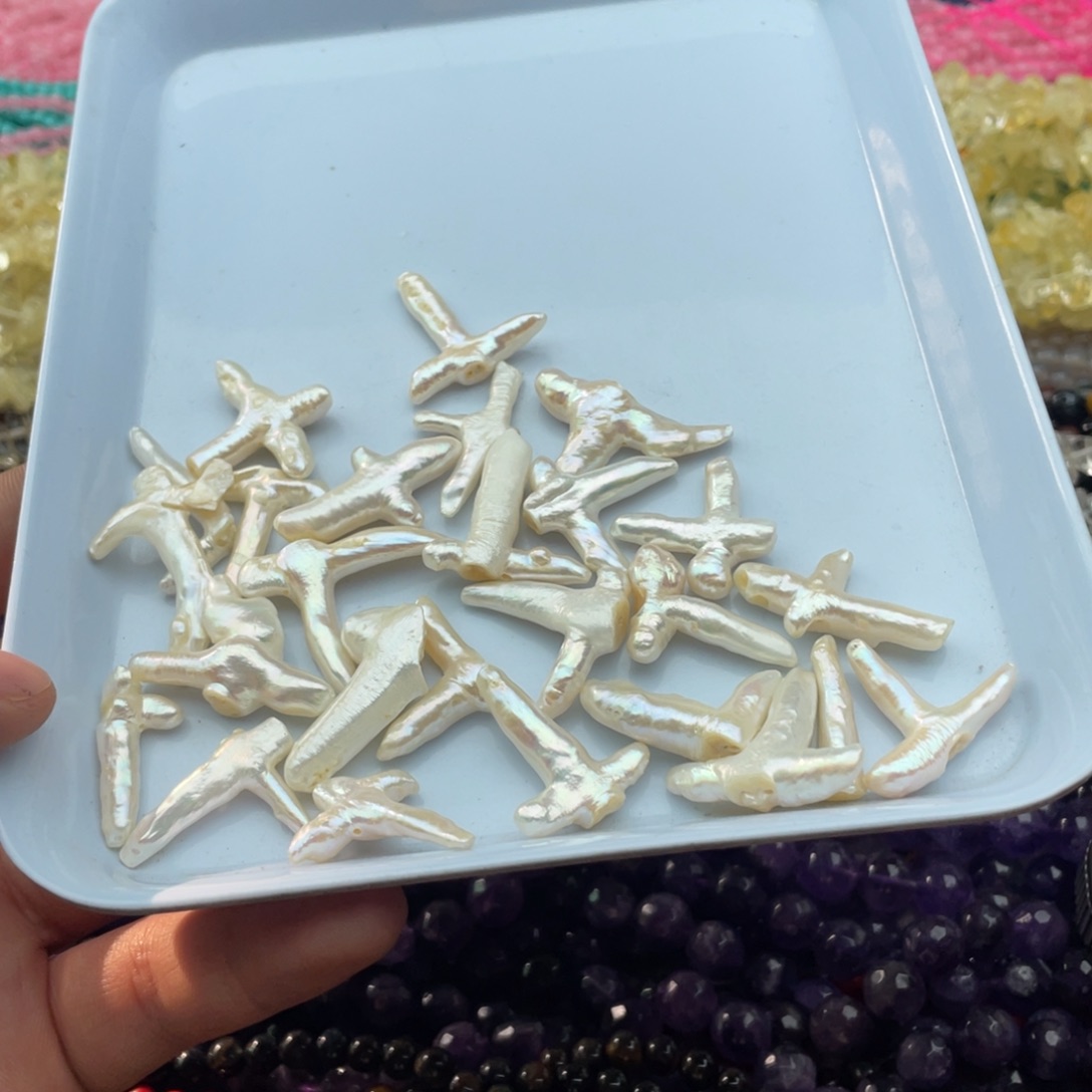 玛瑙/玉髓珠宝半成品未镶嵌三个装珍珠巴洛克吊坠