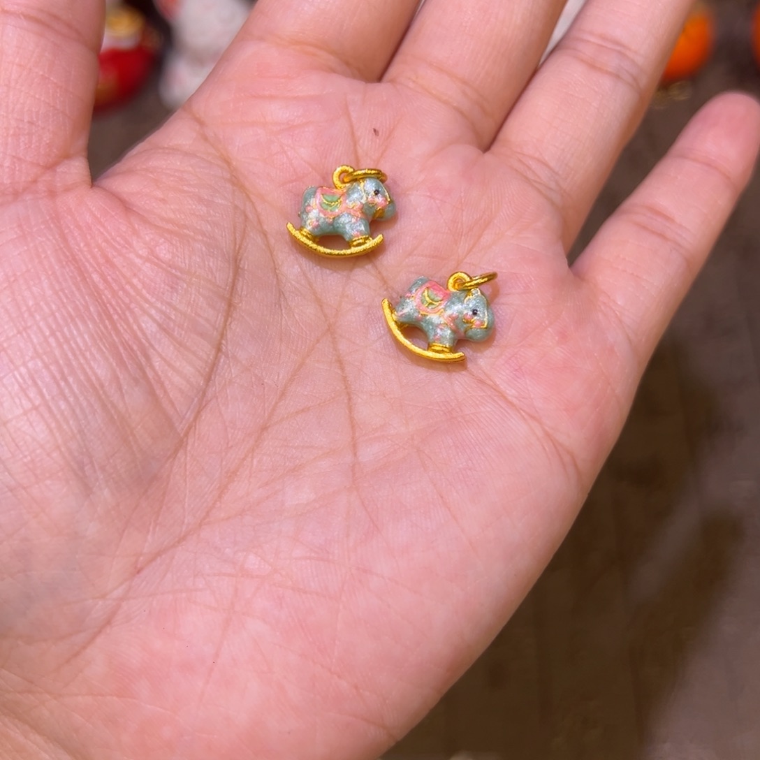 合金蓝色小马吊坠