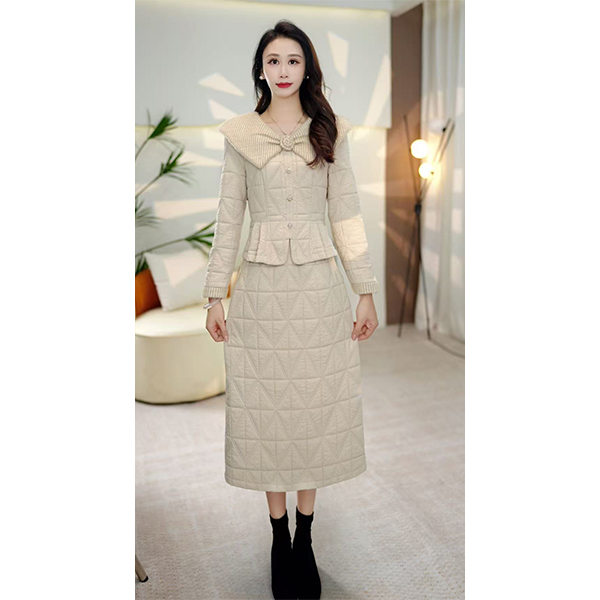 L9970  2025年秋冬新款时尚气质优雅假两件收腰显瘦中长款连衣裙