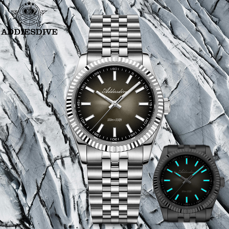 ADDIES防水夜光石英机芯银灰色表盘女士腕表 AD2073 